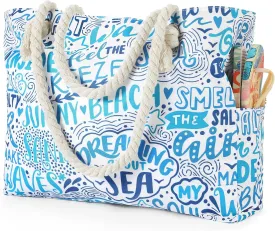 Beach Bags for Women - Large Beach Tote Bag, Women Sandproof Pool Bag for Pool Gym Grocery Travel