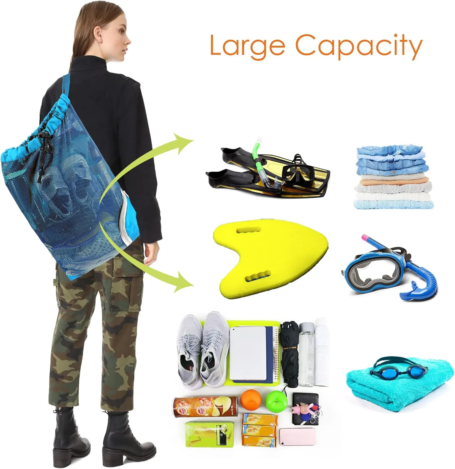 BeeGreen Drawstring Backpack for Men Women Athletic Gym Sports Workout Beach Swim 