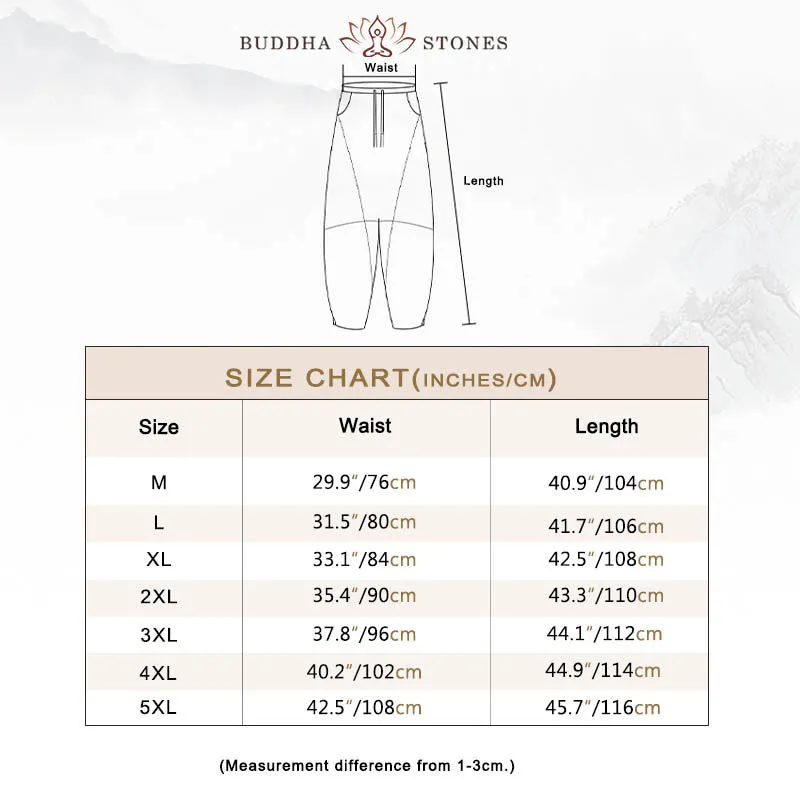 Buddha Stones Casual Men's Solid Color Linen Drawstring Pants With Pockets