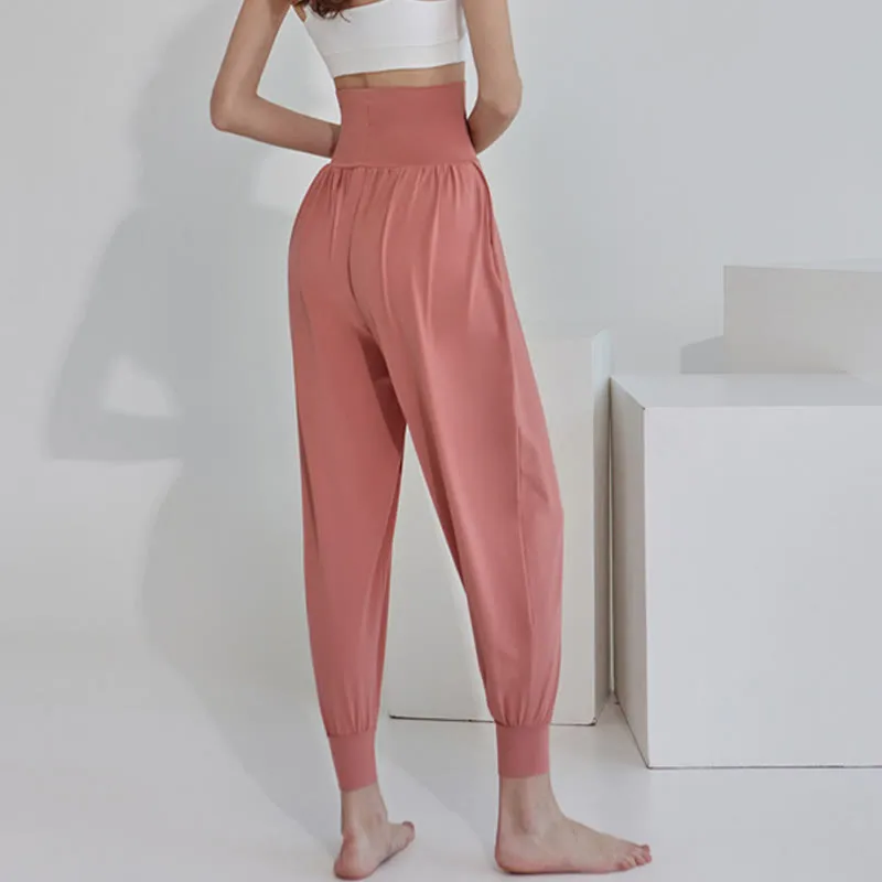 Buddha Stones Casual Plain High Waist Quick Drying Women's Leica Pants With Pockets