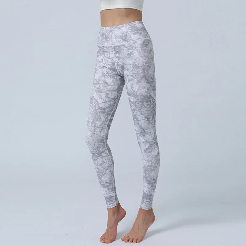Buddha Stones Flowers Leaves Print Sports Fitness Yoga High Waist Leggings Women's Yoga Pants