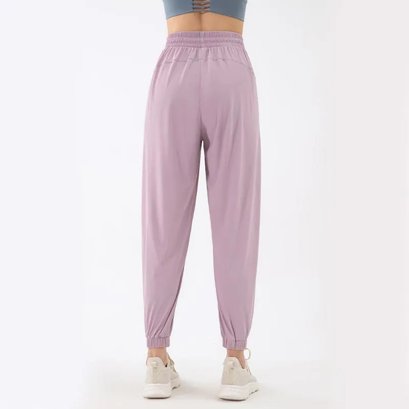 Buddha Stones Solid Color Loose Yoga Sports Track Pants With Pockets