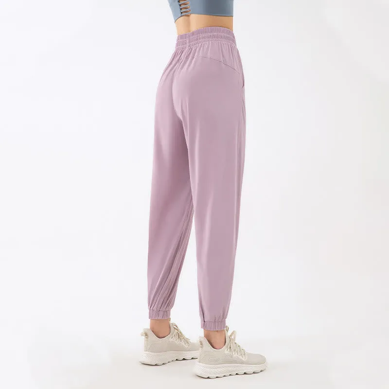 Buddha Stones Solid Color Loose Yoga Sports Track Pants With Pockets