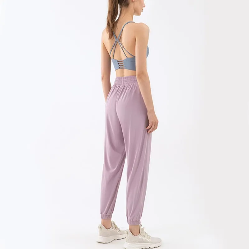 Buddha Stones Solid Color Loose Yoga Sports Track Pants With Pockets