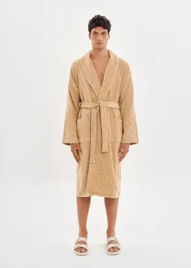 Camel Velour Unisex Relaxed Fit Bathrobe - House Babylon