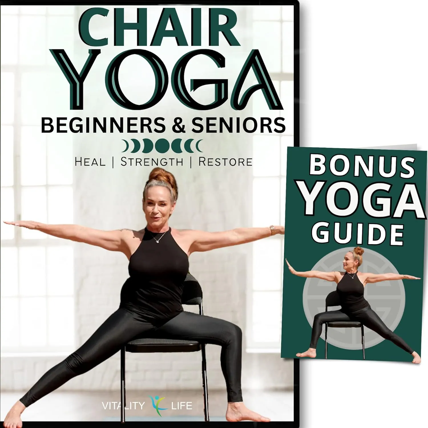 CHAIR YOGA FOR SENIORS DVD   Poster   Bonus Yoga DVD. Strength- Energize- Healing- Relieve Stress. Chair yoga DVD for beginners. Yoga chair exercises for seniors DVD. Yoga videos for beginners DVD.