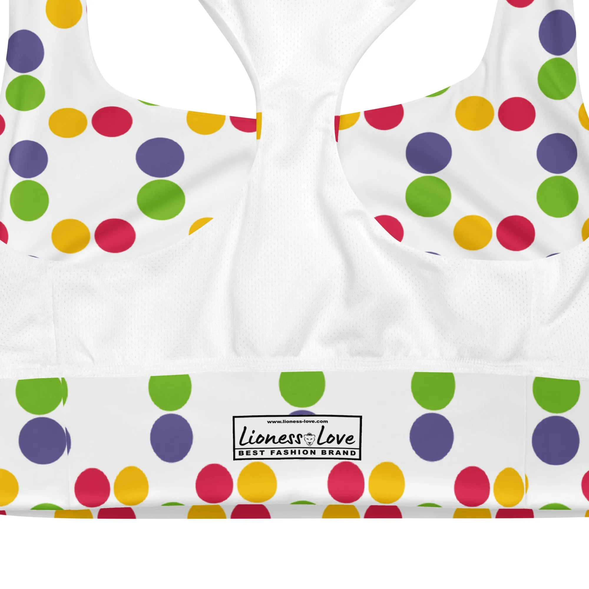 Colorful Polka Dots Sports Bra, Exercise Bra, lioness-love