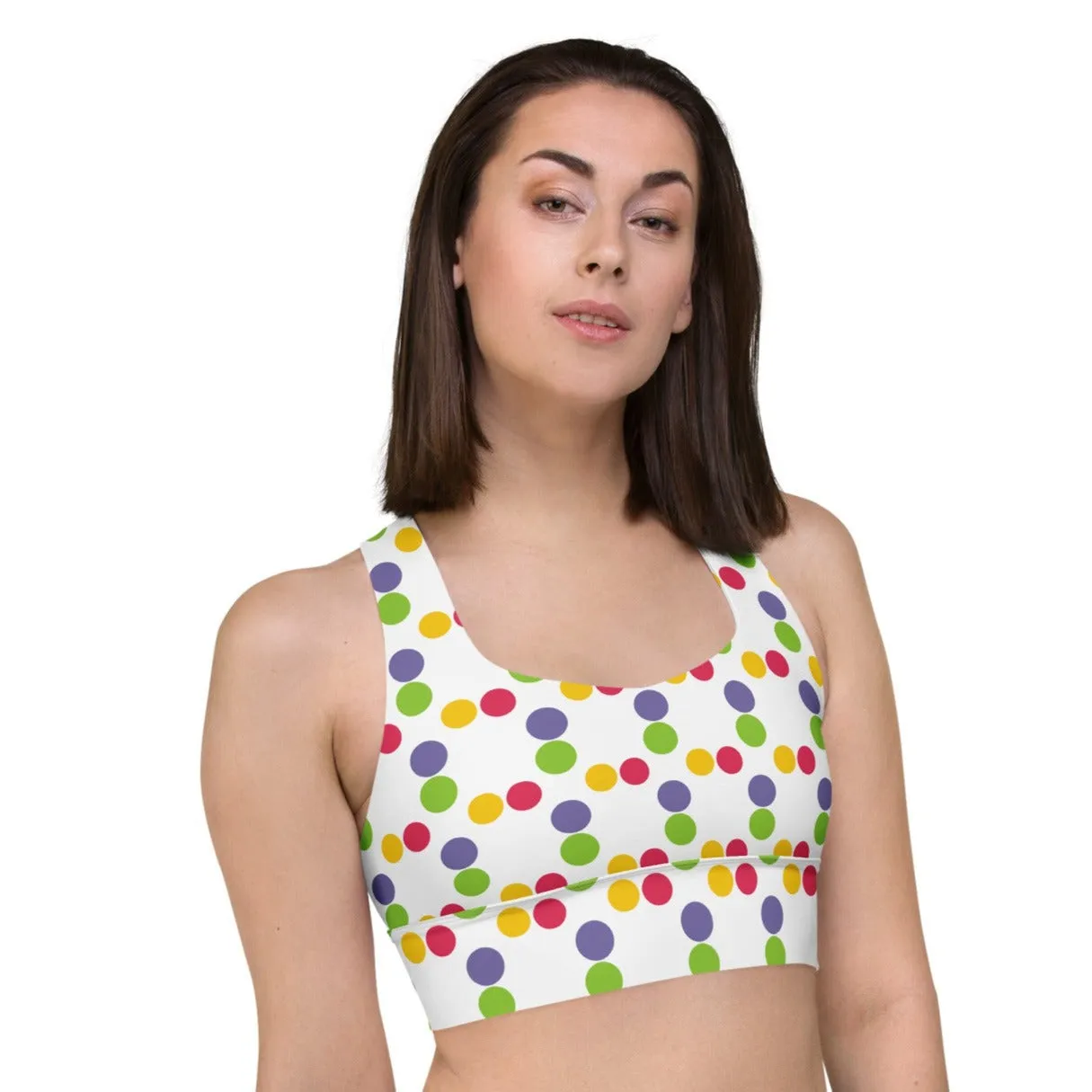 Colorful Polka Dots Sports Bra, Exercise Bra, lioness-love