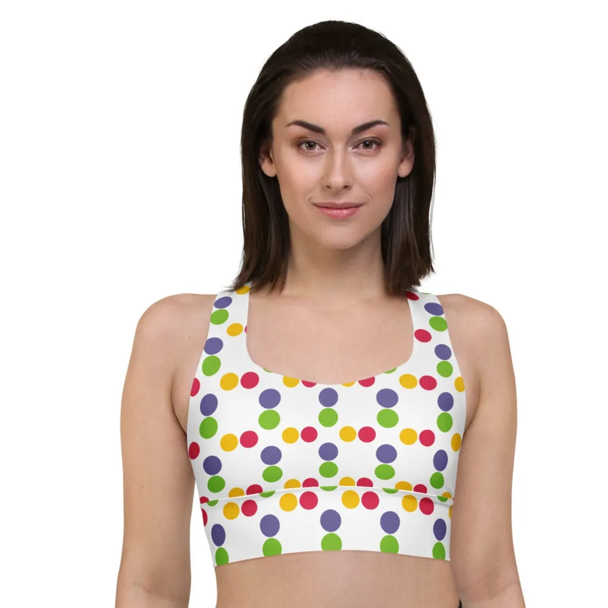 Colorful Polka Dots Sports Bra, Exercise Bra, lioness-love
