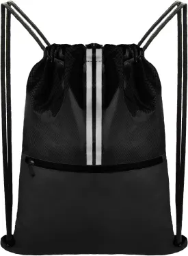 Drawstring Backpack Sports Bag Gym Sackpack Draw String Back Bag for Men Women (Black)