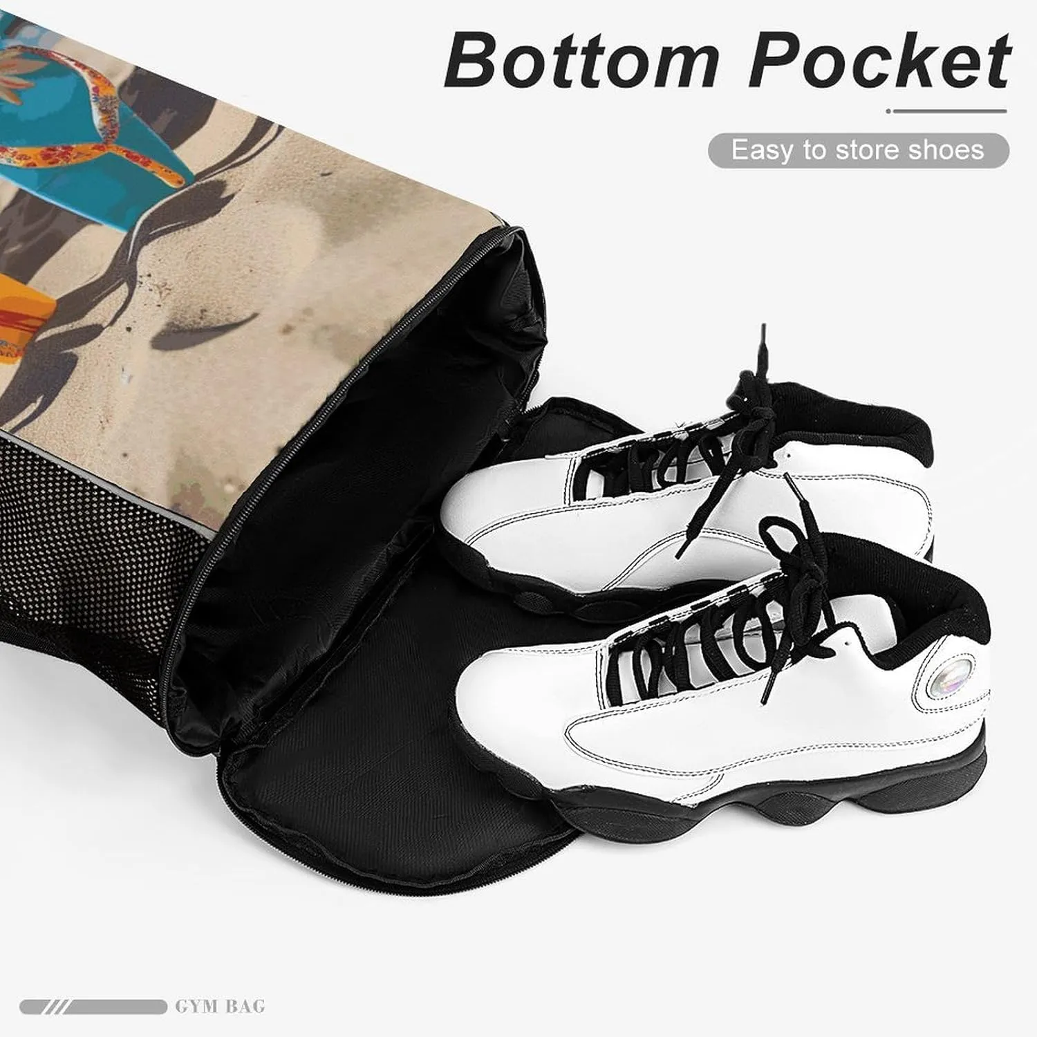 Drawstring Backpack Sports Gym Swim Bag with Shoes Compartment Colorful Flip Flops Beach Ball Stuff Sack