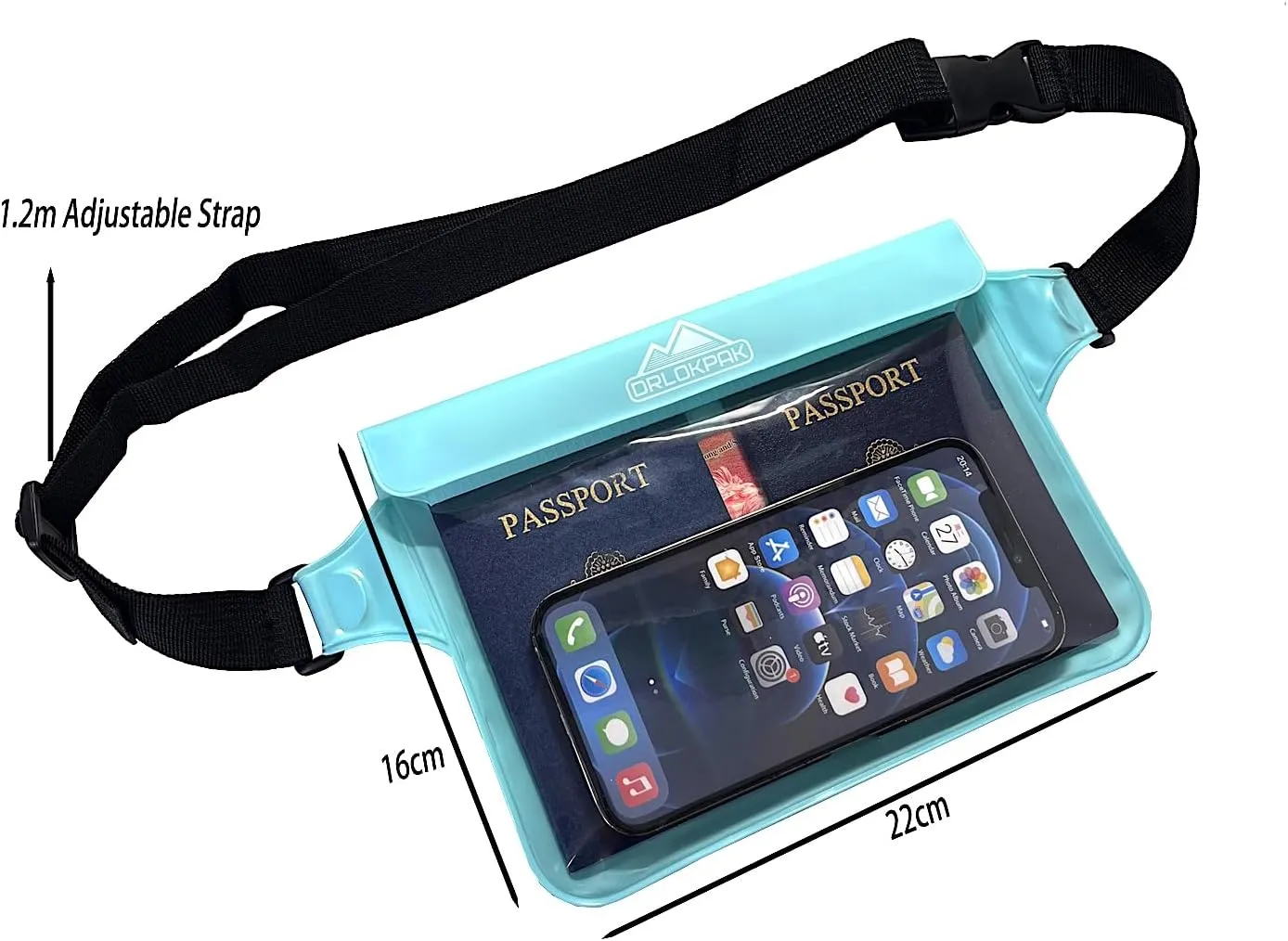DRLOKPAK Waterproof Waist Bag & Pouch - Fanny Pack Bum Bag with Secret Holder Keeps Your Phone Kindle Wallet Watch & Valuables Dry - Perfect for Surf Canoe Swim Snorkel Dive Beach Pool(Lime Green)
