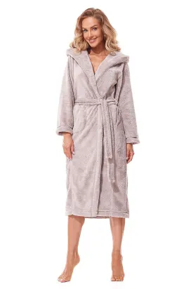 Elegant Glitter-Embellished Hooded Bathrobe with Functional Pockets