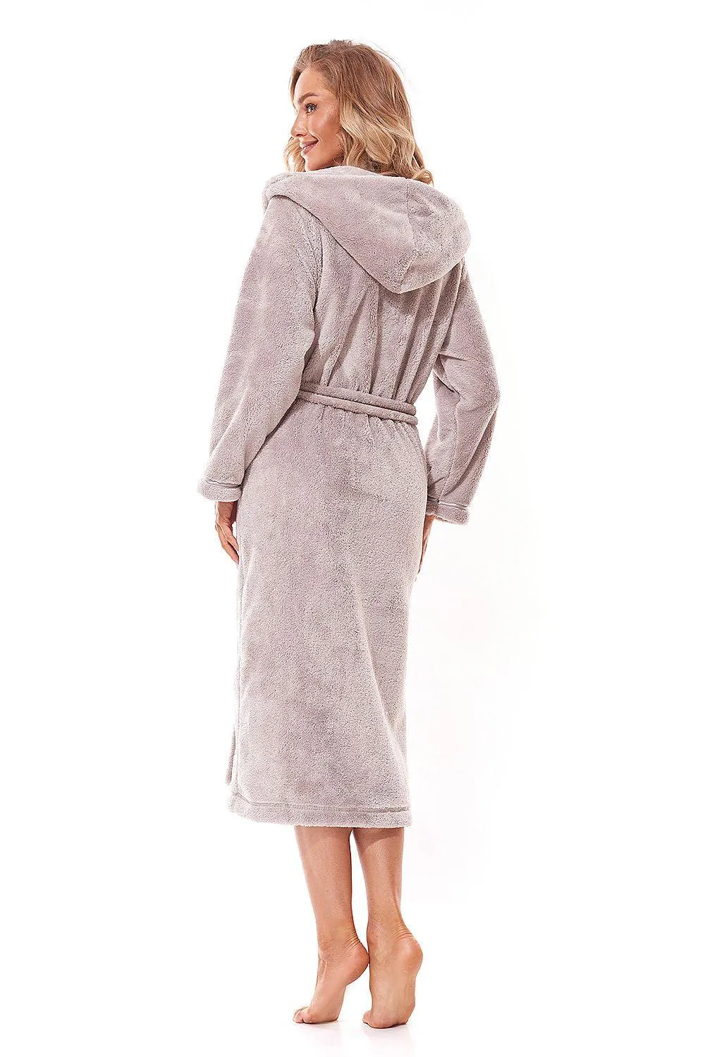 Elegant Glitter-Embellished Hooded Bathrobe with Functional Pockets
