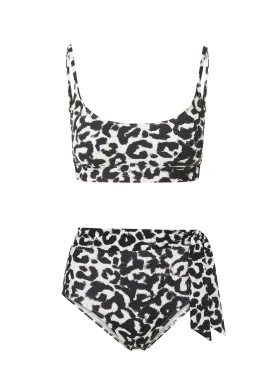Erika Top   Side Tie High Waist Bottom in Mia Leopard