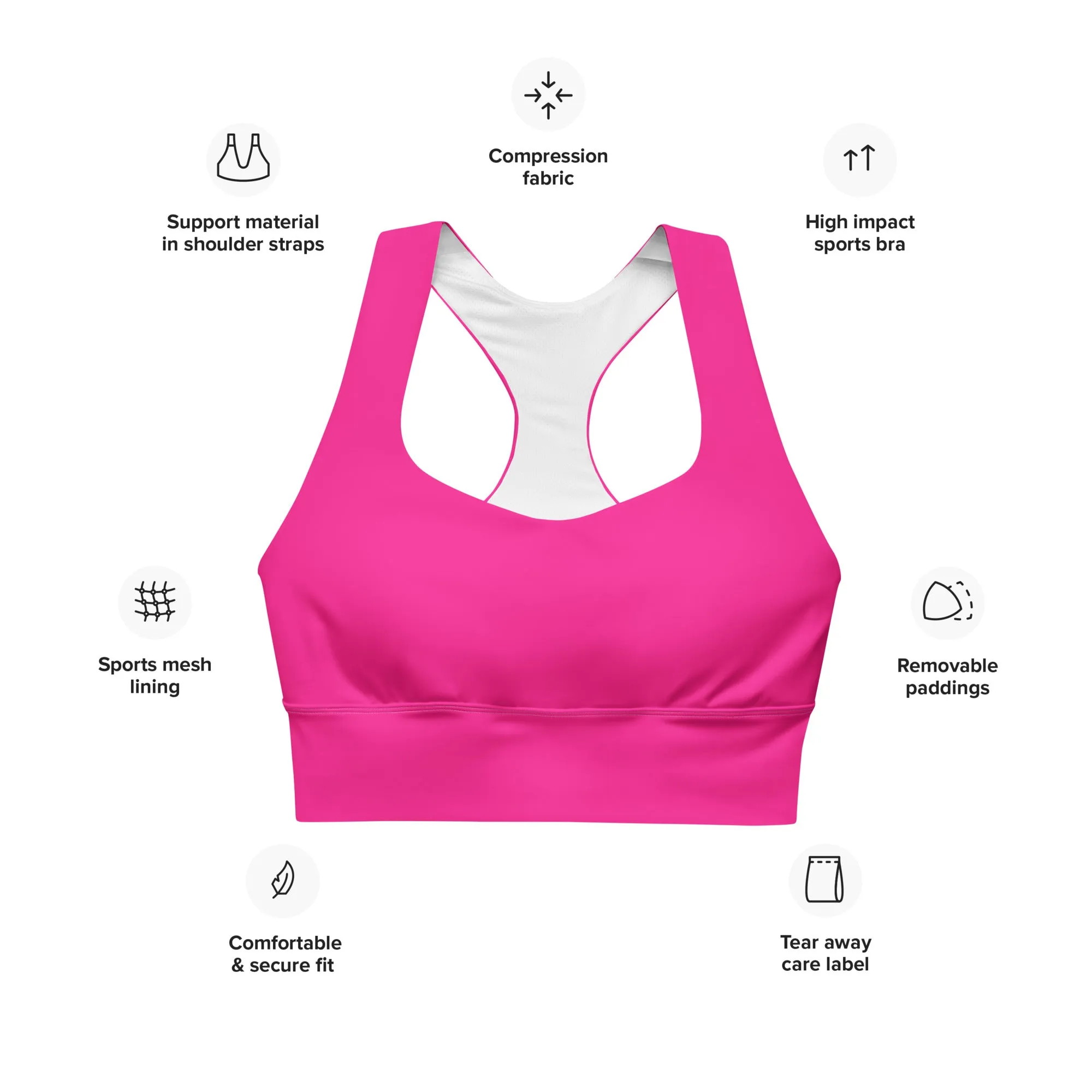 Fuchsia Pink Sports Bra | Exercise Sports Bra, lioness-love