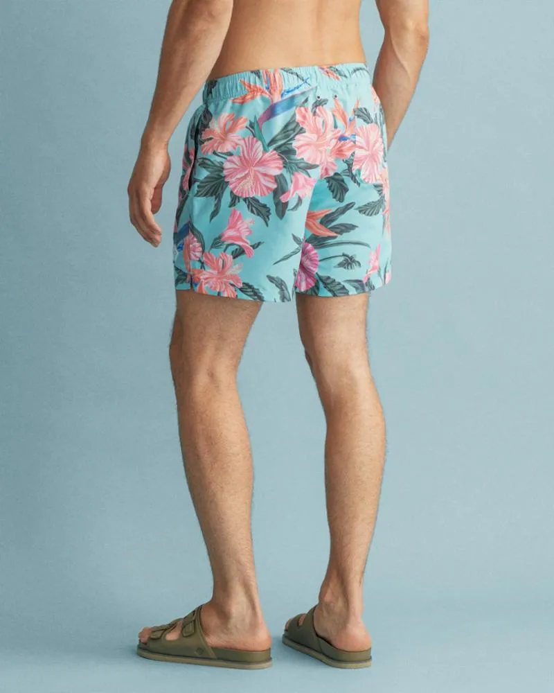 Gant Apparel Mens CF TROPICAL PRINT SWIM SHORTS 331/LIGHT AQUA GREEN