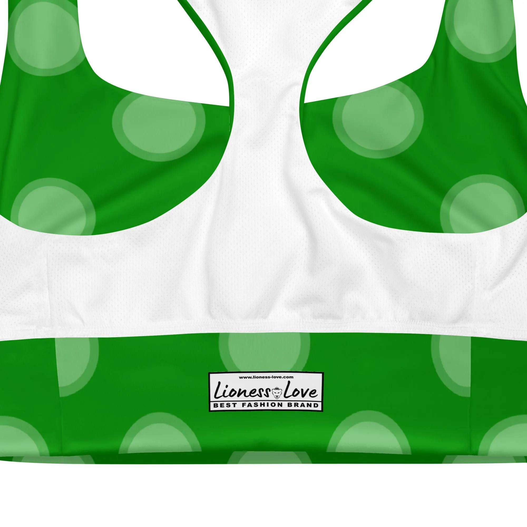 Green Polka Dots Sports Bra | Racerback Bra | Training Bra, lioness-love