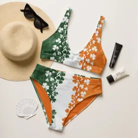 Irish Shamrock Recycled High-Waisted Bikini