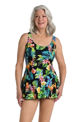 Maxine Of Hollywood Plus Size Princess Seam Swim Dress - Oahu - FINAL SALE!