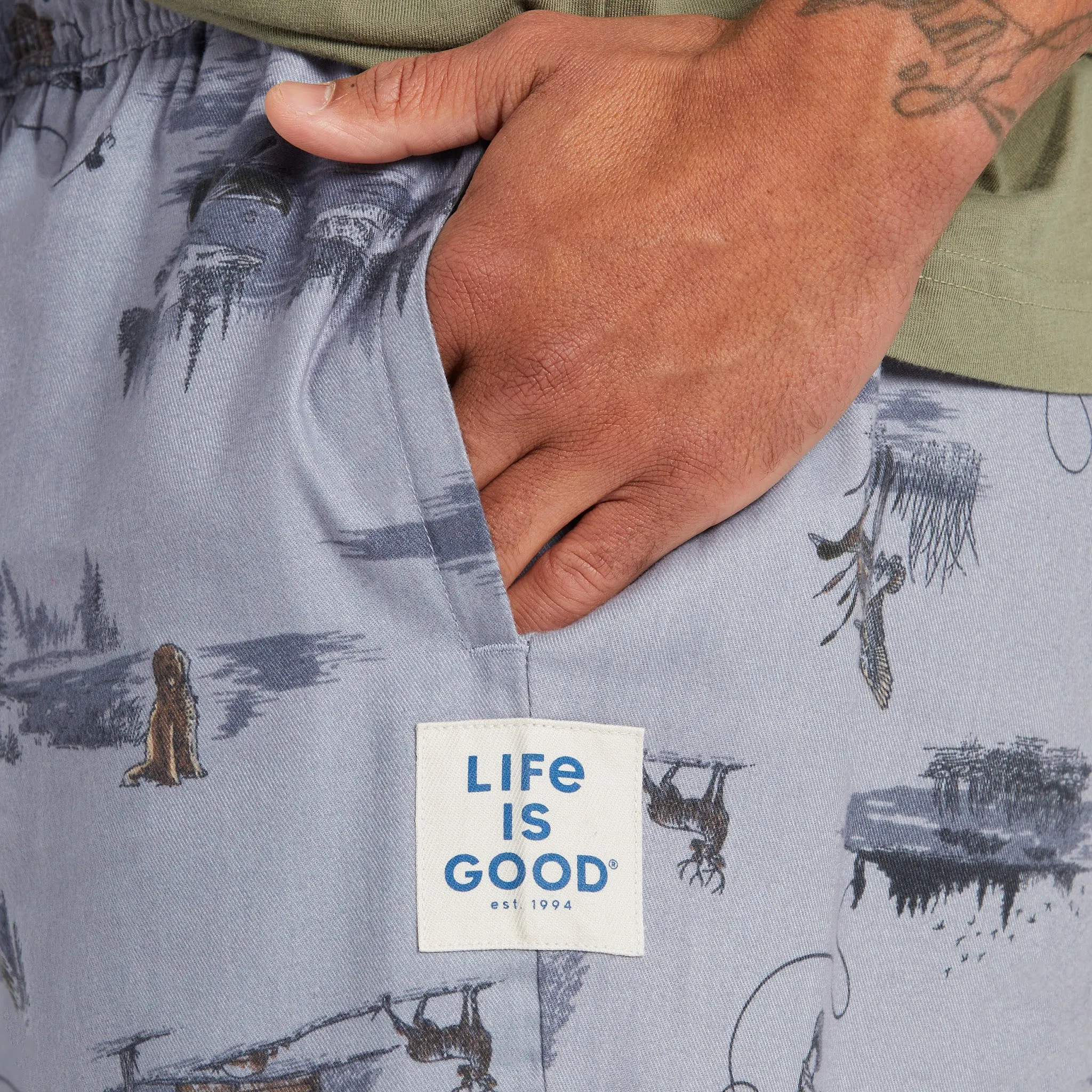 Men's Outdoor Fishing Landscape Pattern Classic Sleep Pant