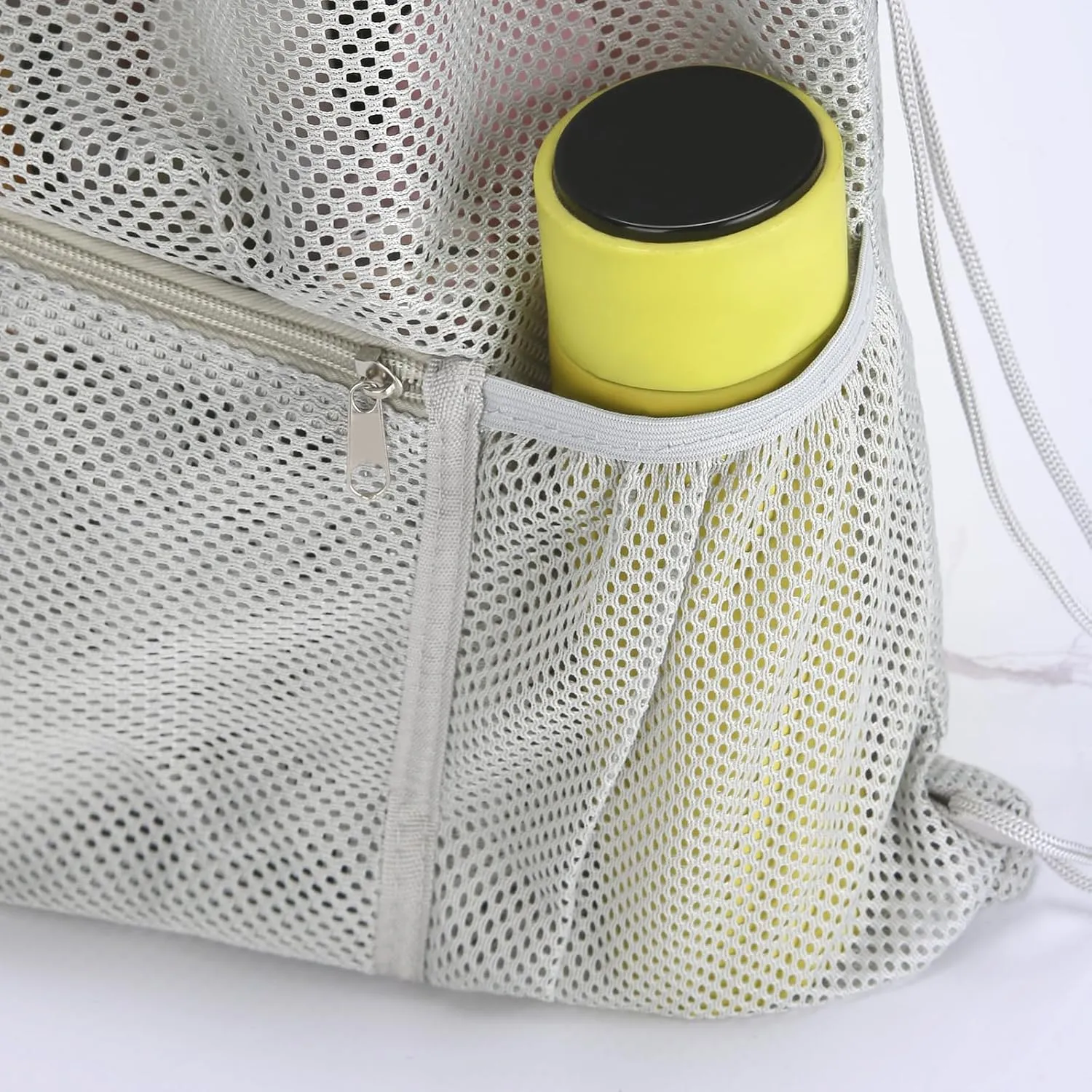 NATURAL STYLE 2 PACK Mesh Drawstring Backpack Bag, Multifunction Mesh Bag for Swimming, Athletic Gym, Clothes, Beach, Swim (Grey)
