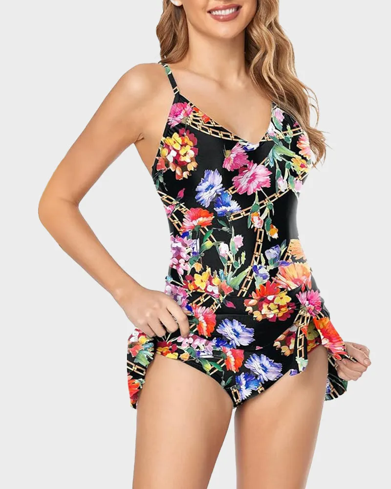 Shesways® Women's Plus Size Tummy Control Slim Fit One-Piece Swimsuit
