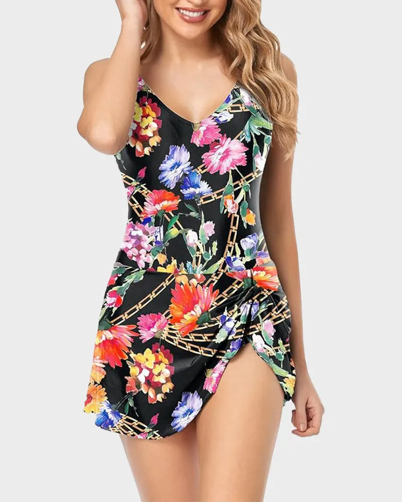 Shesways® Women's Plus Size Tummy Control Slim Fit One-Piece Swimsuit