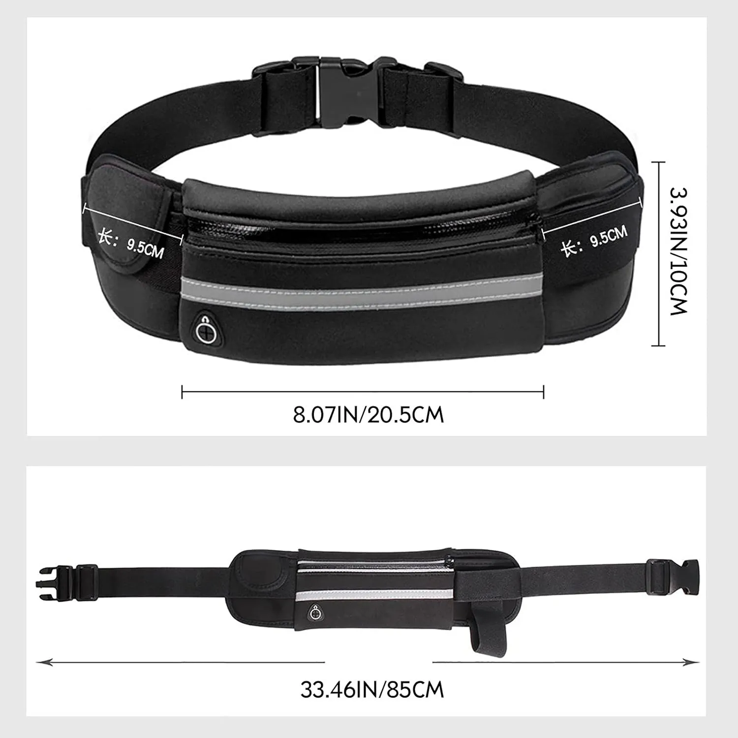 Slim Running Belt for Men, Waterproof Fanny Packs for Women,Phone Holder for Running,Reflective Waist Bag for Men,Runners Belt Pouch,Money Belt,Waist Pack Bag for Camping Workout Running Travel