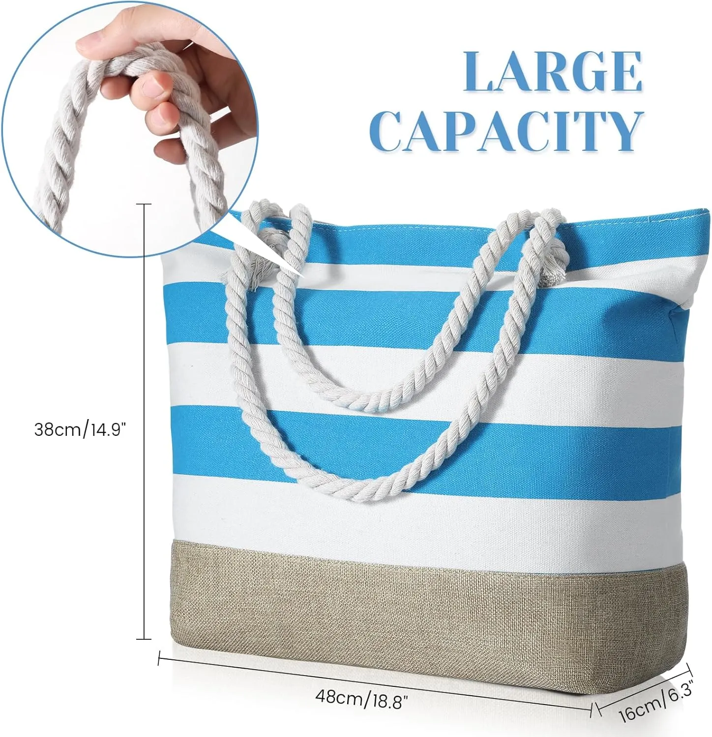 Tavaleu Beach Bags for Women, Large Beach Tote Bag Waterproof Sandproof, Swim Pool Bag with Zipper