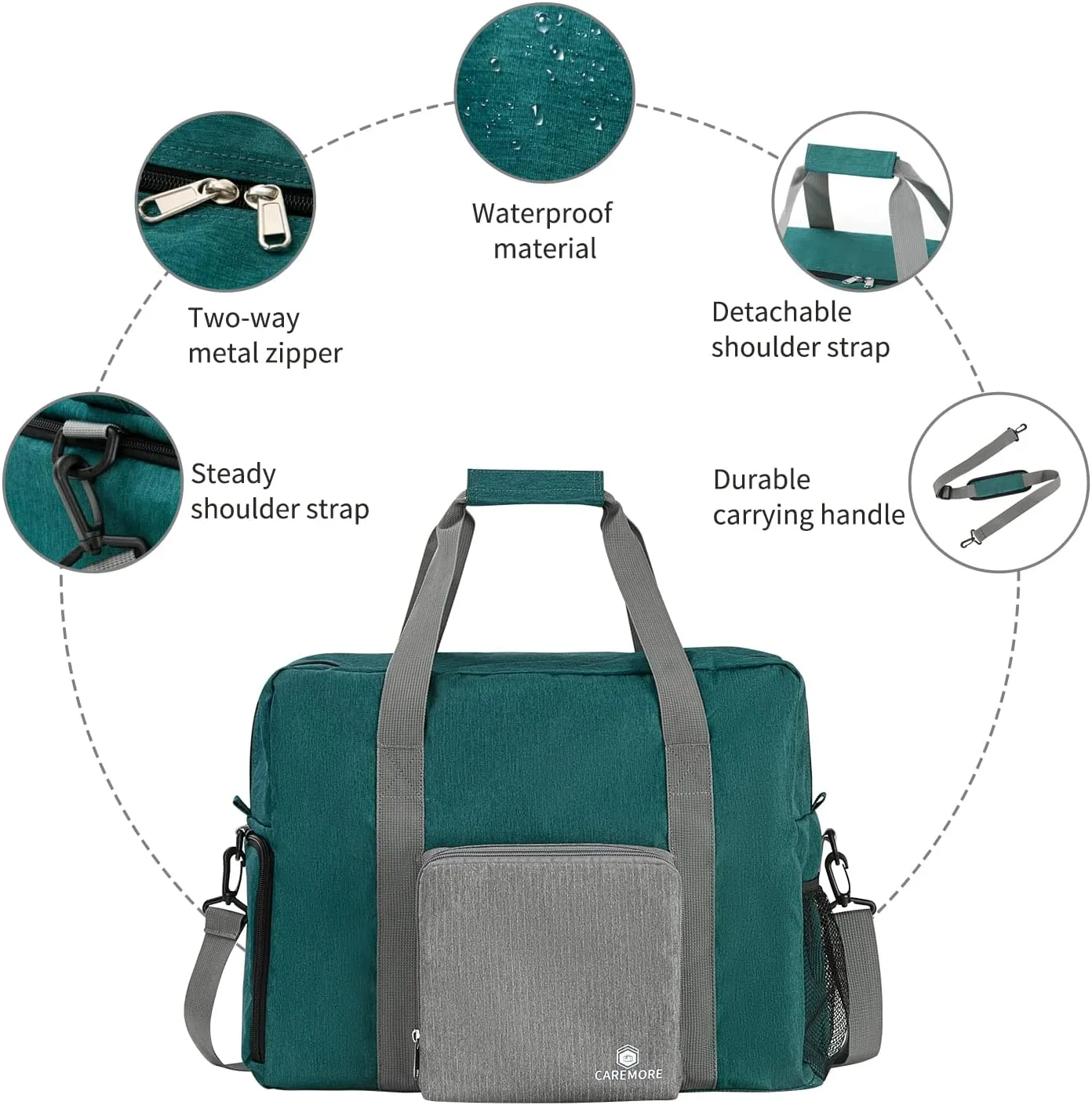 Travel duffel Gym Bag with Shoe Compartment, Foldable Underseat Carry On Bag for Spirit Airlines Personal Item Bag 18X14X8, Swim Sports Gym Bags for Men Women Weekend Overnight Bag Waterproof Material