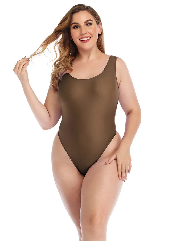 Womens Plus Size High Cut Leotard Sexy Bodysuit