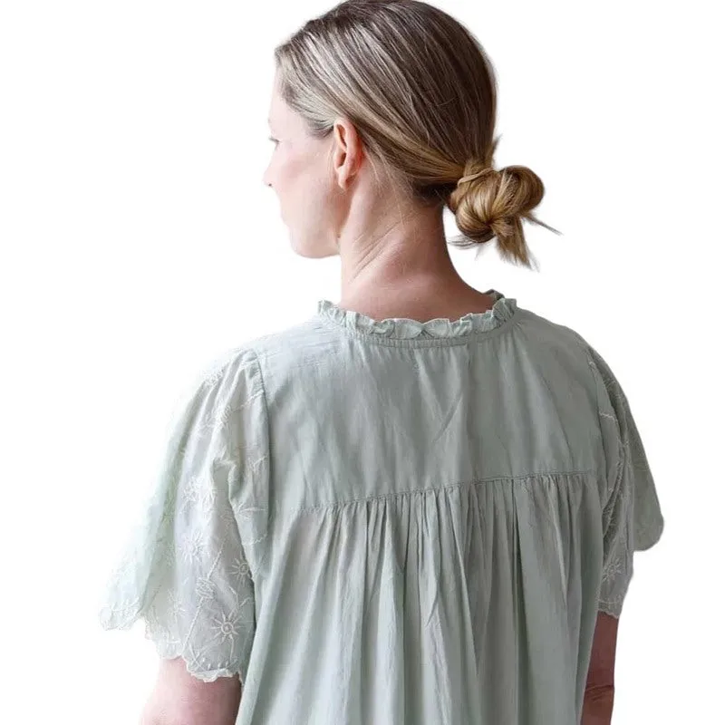 Zoe Embroidered Short Sleeve Nightdress Green