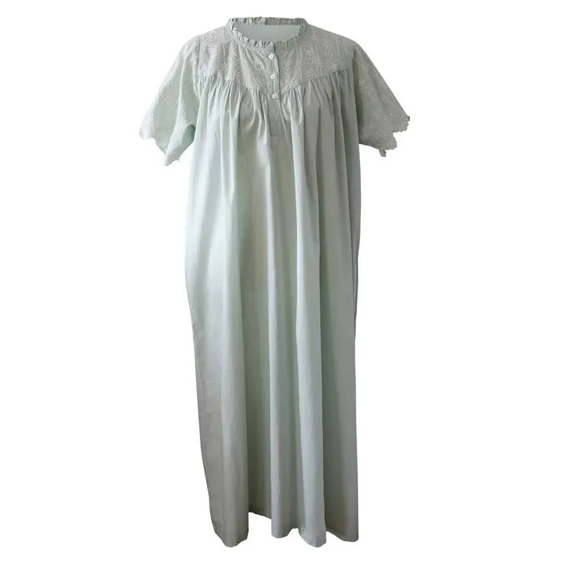 Zoe Embroidered Short Sleeve Nightdress Green