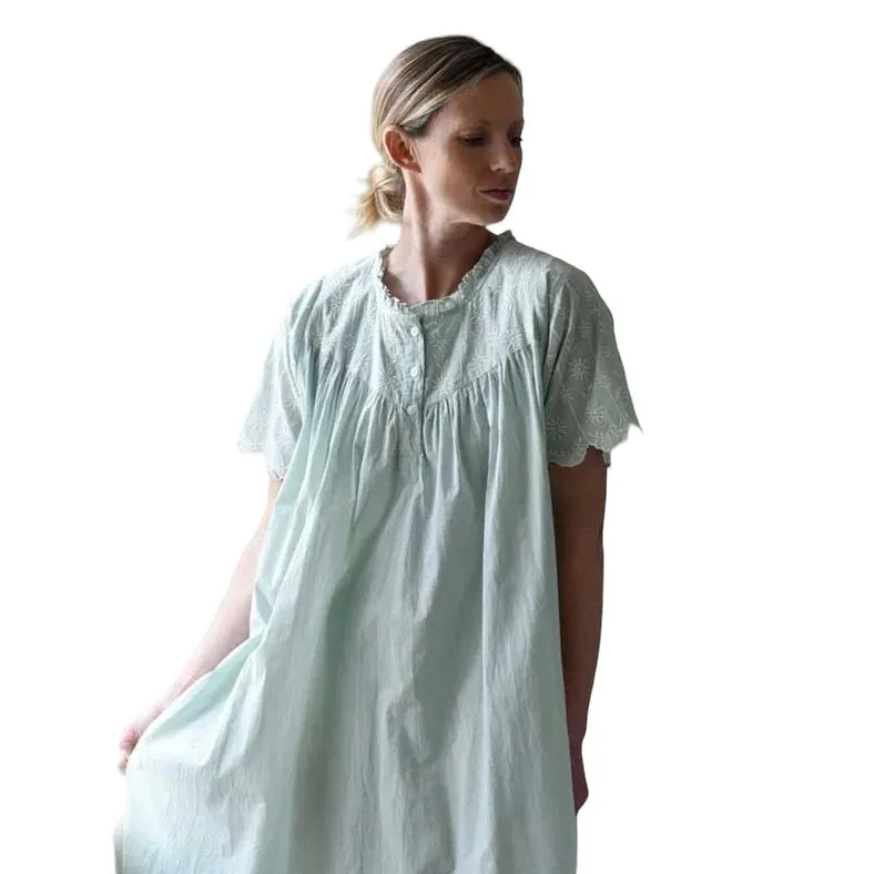 Zoe Embroidered Short Sleeve Nightdress Green